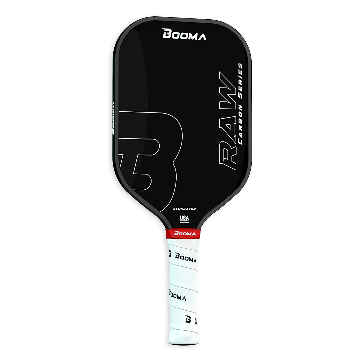 Image d'une raquette de pickleball BOOMA Raw Carbon Allongé.