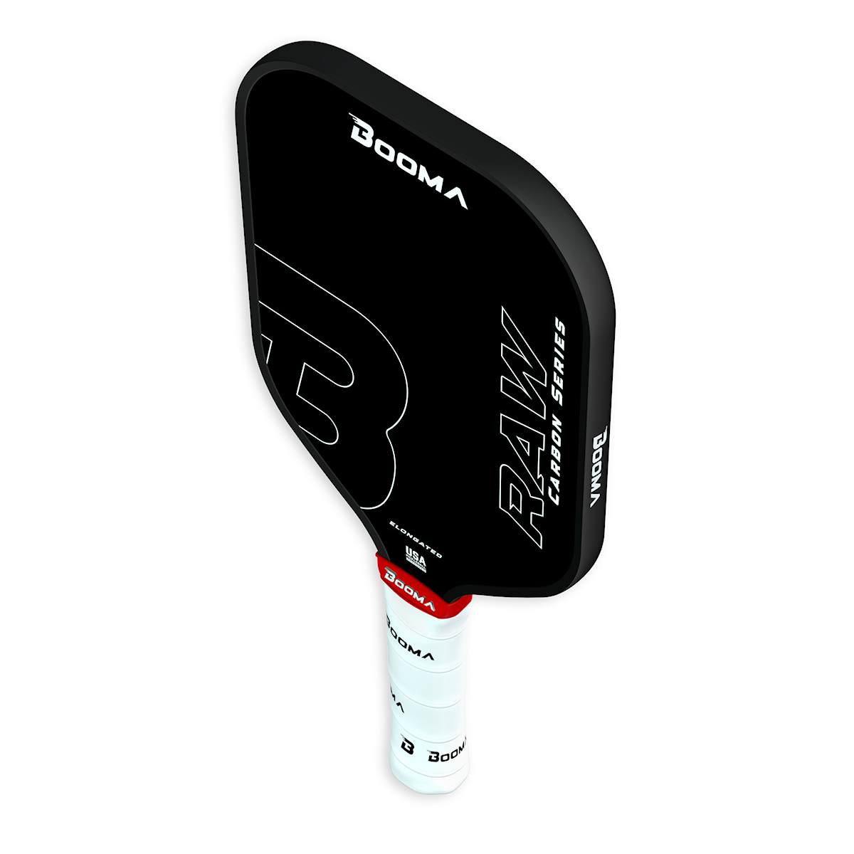 Image d'une raquette de pickleball BOOMA Raw Carbon Allongé.
