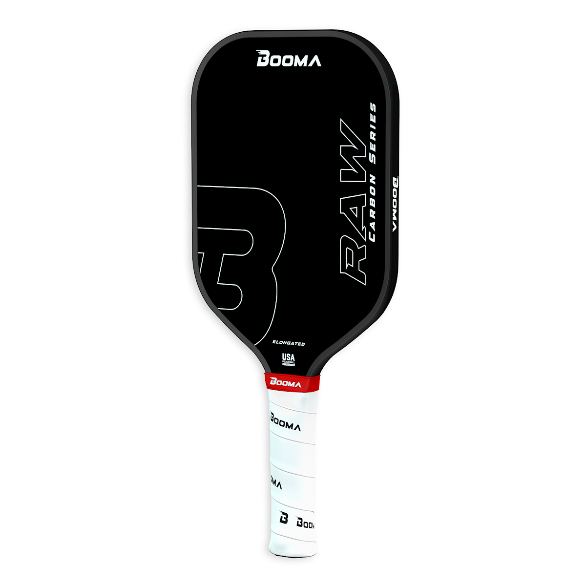 Image d'une raquette de pickleball BOOMA Raw Carbon Allongé.