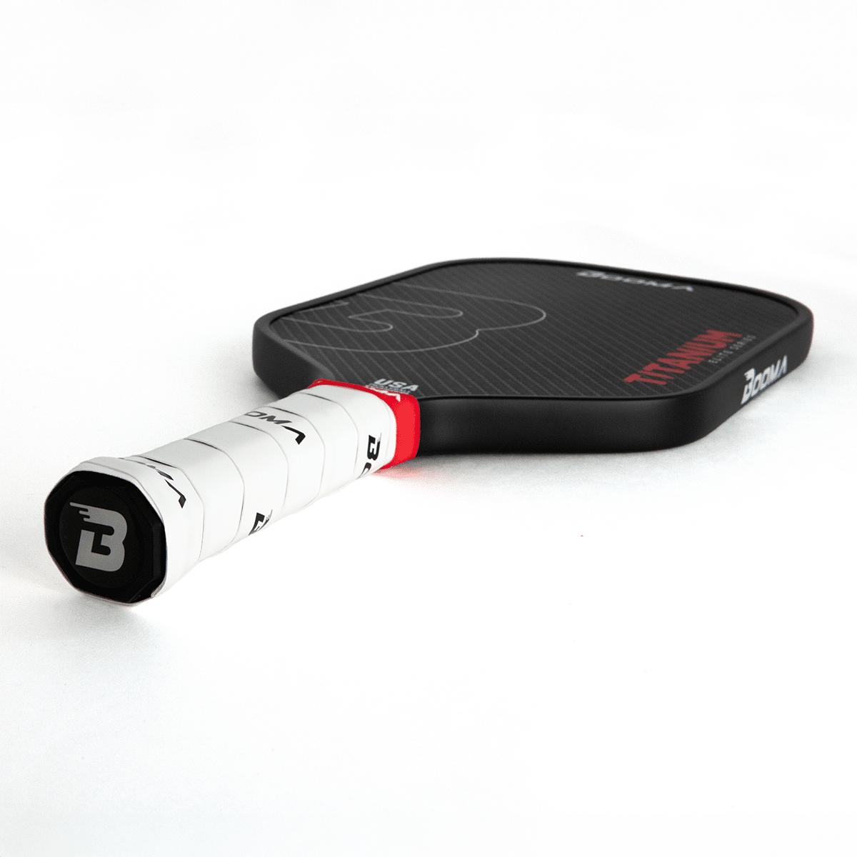 Image of a BOOMA Titanium Series pickleball paddle.